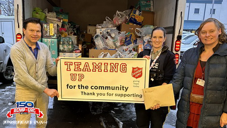 Photo of the food donations being collected by Salvation Army volunteers