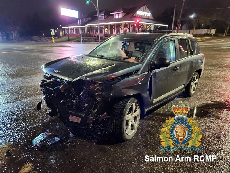 Blue Jeep Compass involved in collision with semi on January 31, 2024