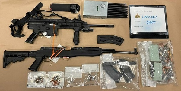seized guns, radio jammer, ammunition and bear spray