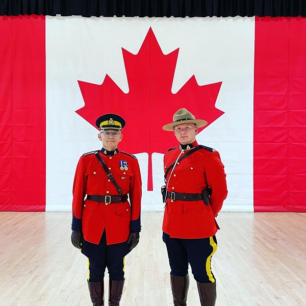 Cst. Andrews and his father at RCMP Depot Graduation Ceremony