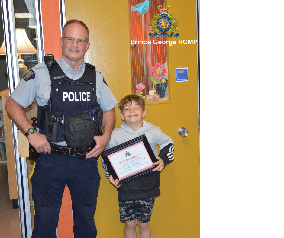photo of Parker with Cst. Hurley, Community Policing RMCP officer