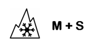 Mountain with snowflake symbol and M + S