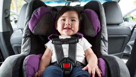 Child secured in car seat