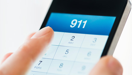 dialing 9-1-1 on a cellphone
