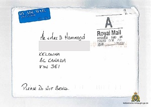 envelope addressed to Mr. and Mrs. D Hammond