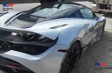 McLaren sports care with damage to right side