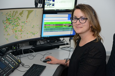 911 Police Dispatcher Jaclyn Tremblett hard at work at the communication centre