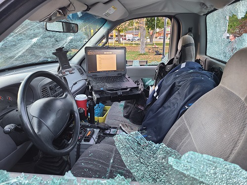 Damaged City of Grand Forks truck