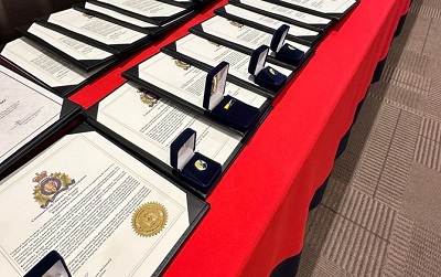 Photograph of awards prepared to be awarded by the Deputy Commissioner.